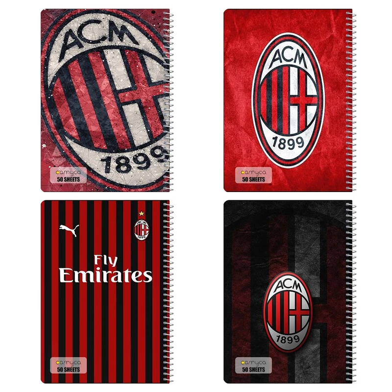 دفتر نقاشي 50 برگ کارنيکا طرح آ.ث. میلان AC Milan کد 48914 مجموعه 4 عددی