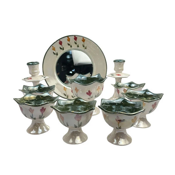 مجموعه ظروف هفت سین 10 پارچه مدل سرامیکی لاله کد 02