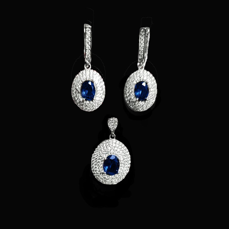 نیم ست نقره زنانه مدل جواهری نگین دار NS9011