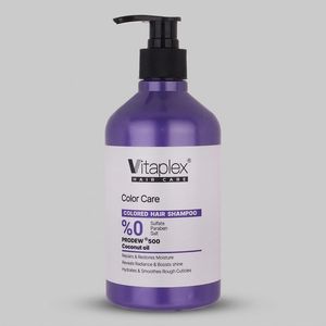 شامپو تثبیت کننده رنگ مو ویتاپلکس مدل CC01 حجم 500 میلی‌لیتر، مناسب موهای رنگ شده، آسیب دیده و وزدار، نرم‌کننده، لطافت‌بخش، ضد زردی، تقویت‌کننده و ترمیم‌کننده