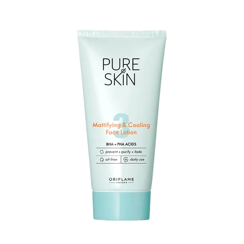 لوسیون صورت مات کننده و خنک کننده اوریفلیم مدل Pure Skin Mattifying & Cooling مناسب پوست چرب حجم 50 میلی لیتر