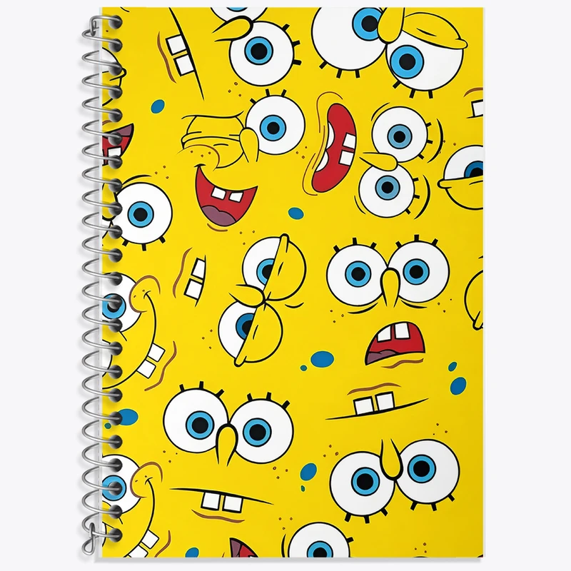 دفتر زبان 50 برگ خندالو مدل دو خط طرح پترن باب اسفنجی کد N5269