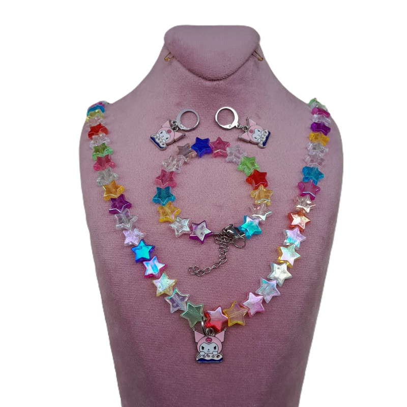 نیم ست دخترانه مدل مهره ای کرومی استار کد mah0361