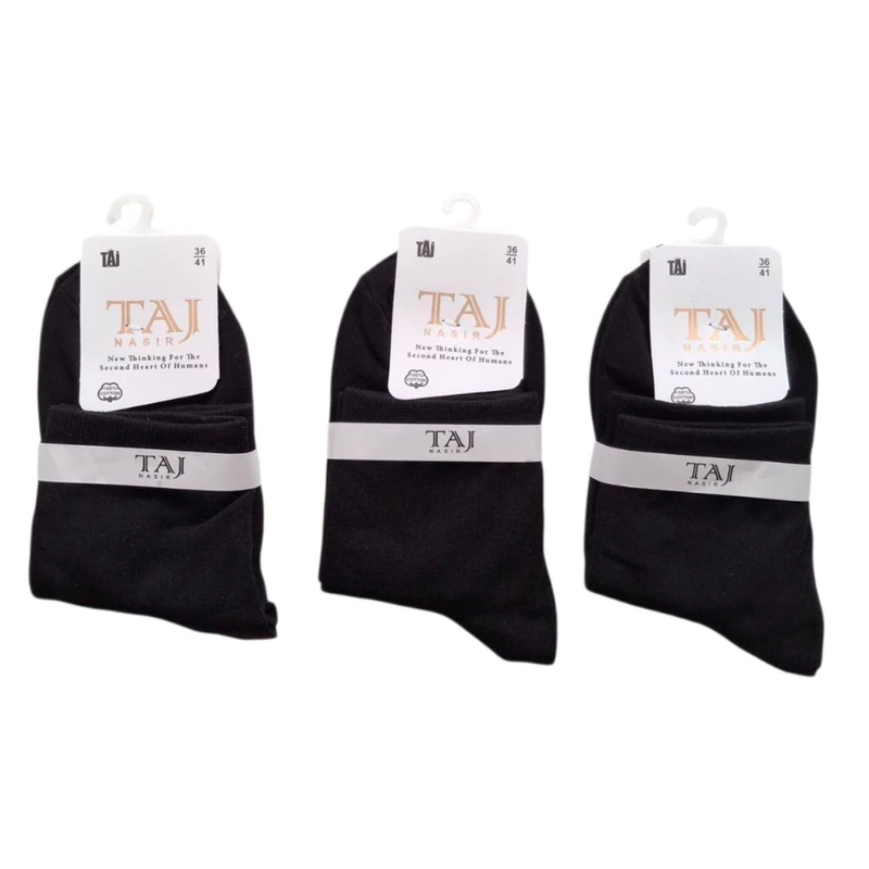 جوراب ساق کوتاه زنانه تاج مدل کلاسیک بسته 3 عددی