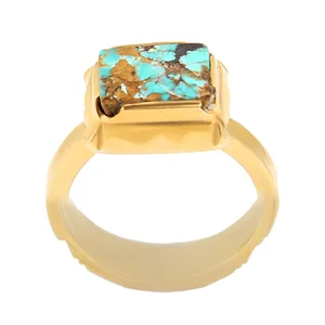 انگشتر نقره مردانه بازرگانی میلادی مدل سنگ فیروزه شجر کد AM_2406