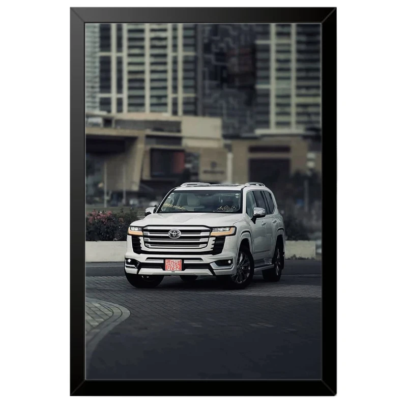 تابلو بکلیت طرح ماشین و خودرو تویوتا لندکروز Toyota LandCruiser مدل B-po1935 فریم مشکی