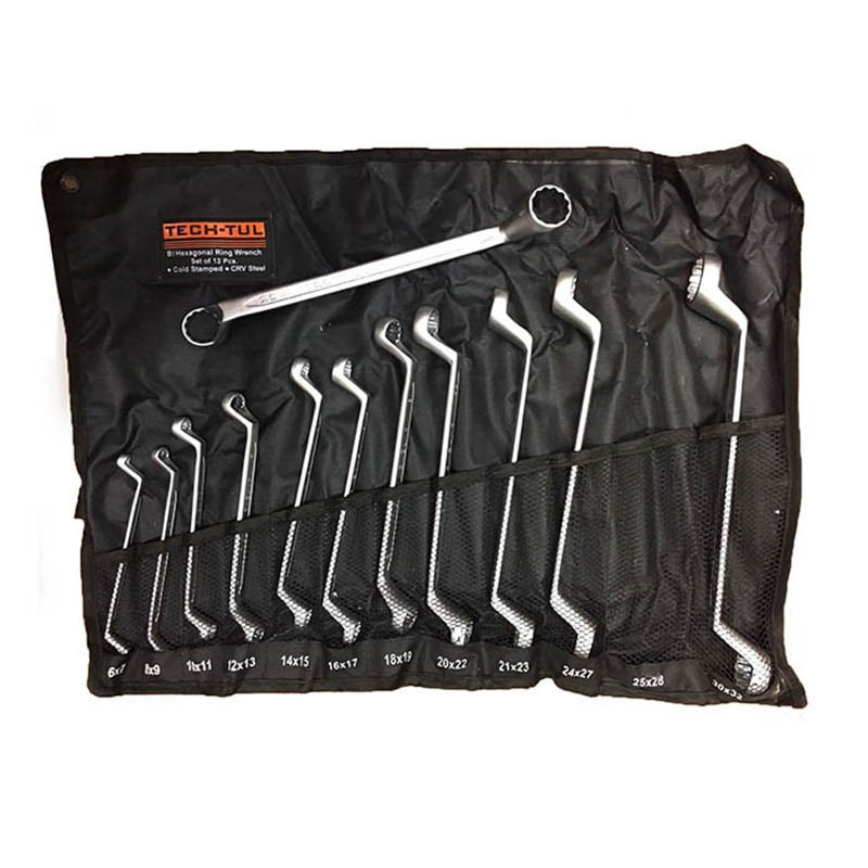 آچار دو سر رینگی تچ تول مدل CRV-12-2S مجموعه ۱۲ عددی