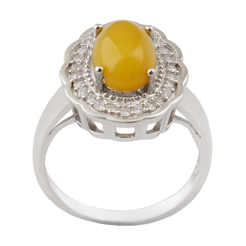 انگشتر نقره زنانه بازرگانی میلادی مدل سنگ عقیق شرف الشمس نگین برلیان بدون ریزش ابکاری رادیوم کد AWR_1586