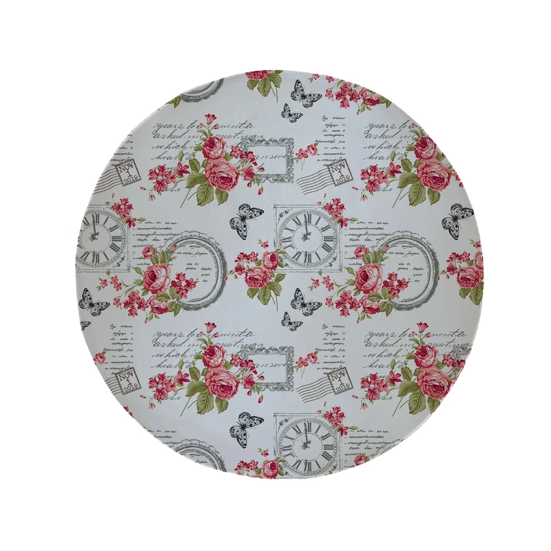 پادری مدل دایره طرح گل و پروانه کد 5250 سایز 90 × 90 سانتی متر 