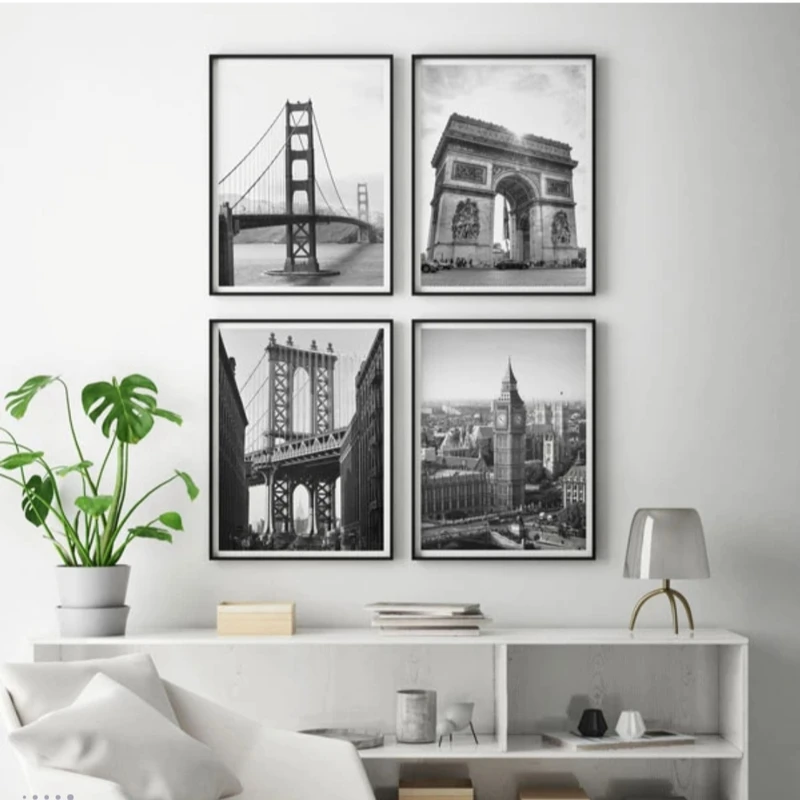 تابلو مدل دکوراتیو طرح بناهای تاریخی شهرهای اروپا کد TA111224 مجموعه 4 عددی