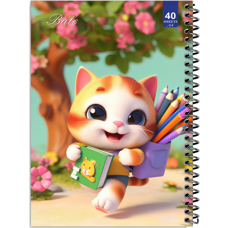 دفتر نقاشی 40 برگ انتشارات بله طرح گربه کوچولو و مداد رنگی کد A4-K320