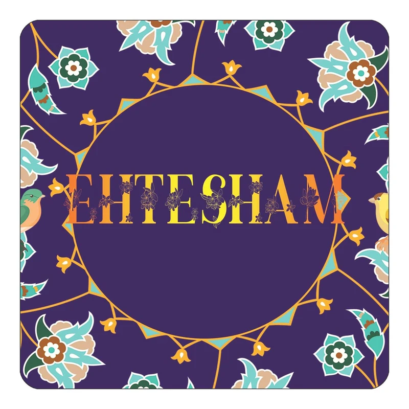 مگنت کاکتی طرح اسم احتشام ehtesham مدل گل و بلبل کد mg12880