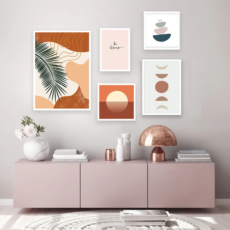 تابلو بکلیت طرح نقاشی مدرن مدل شاین اکلیلی W-639 مجموعه 5 عددی