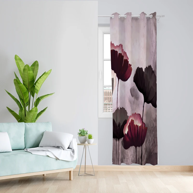 پرده طرح گل مدل مخمل پانچی کد L 520 Z سایز 140x200 سانتی متر