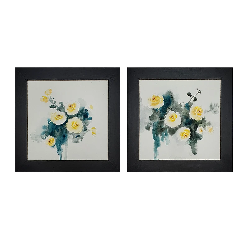 تابلو نقاشی آبرنگ به سبک انتزاعی طرح رزها کد 576 مجموعه 2 عددی