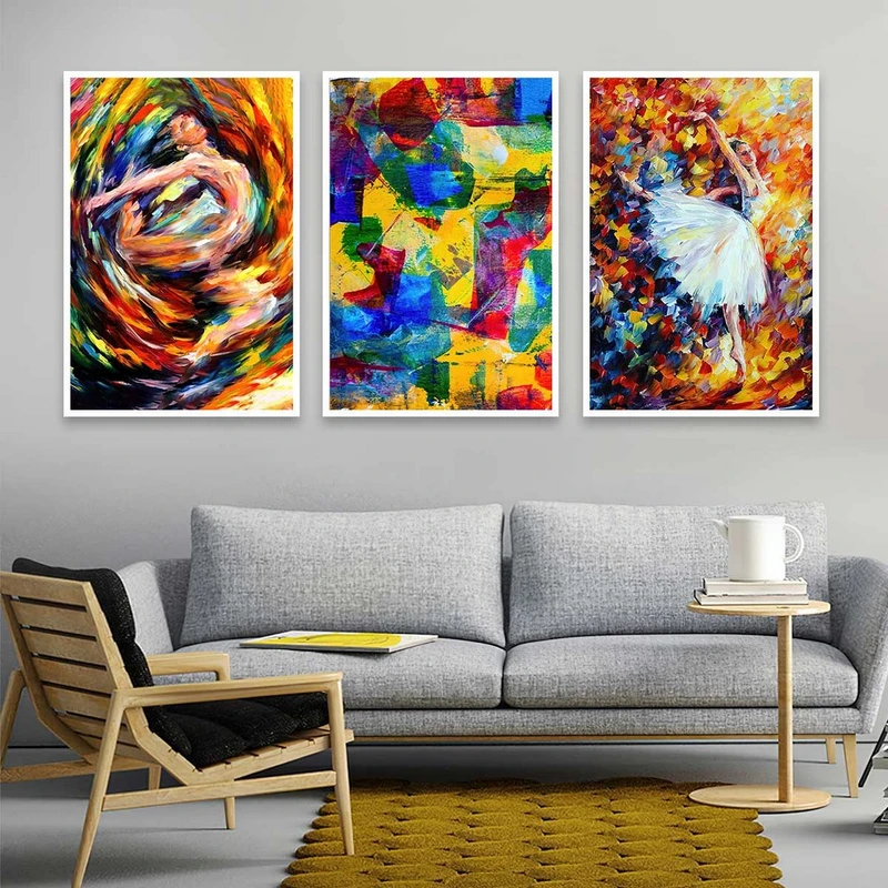 تابلو بکلیت طرح نقاشی مدرن مدل شاین اکلیلی W-788 مجموعه 3 عددی