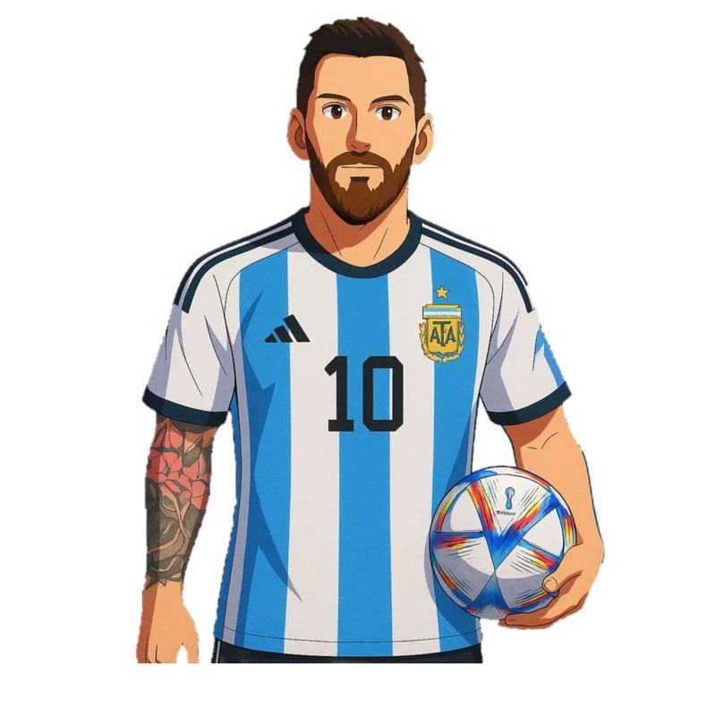استیکر پارچه و لباس پاد آفرین مدل کارتونی فوتبالی لیونل مسی بامزه جذاب کد 1736