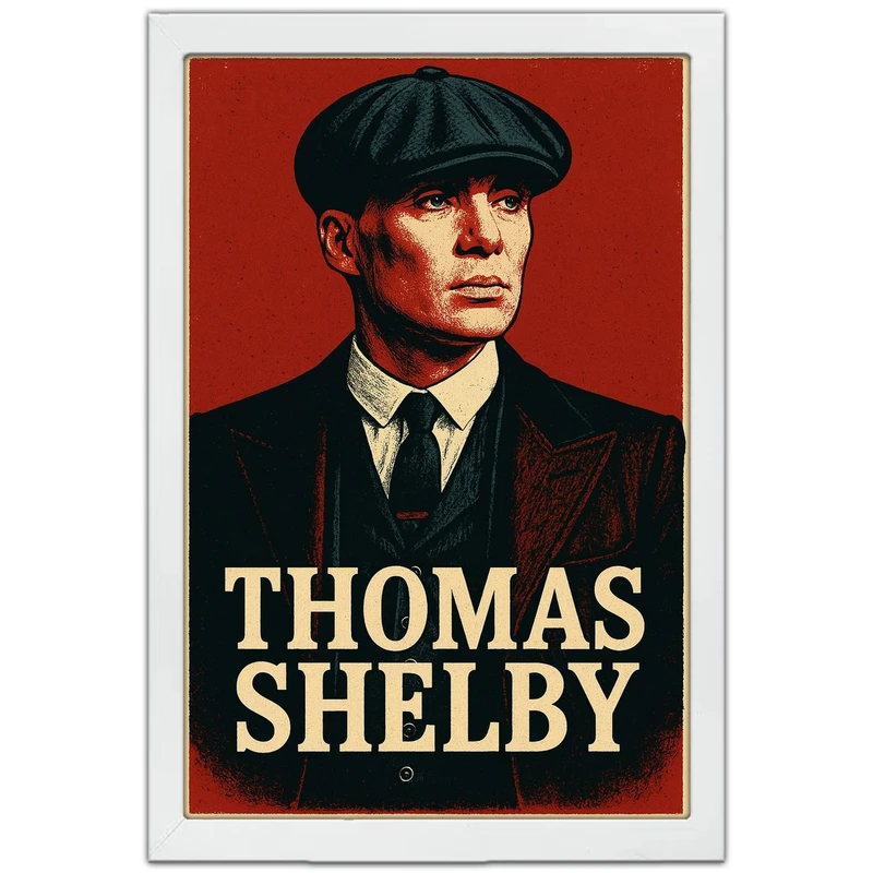 تابلو بکلیت طرح سریال پیکی بلایندرز شخصیت توماس شلبی Peaky Blinders Tommy Shelby مدل W-po1649 فریم سفید