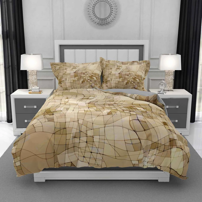 سرویس روتختی طرح شطرنجی دفرمه مدل DF111 دونفره 6 تکه