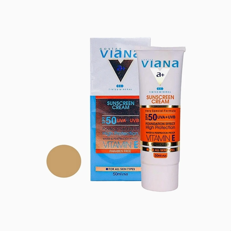 کرم ضد آفتاب رنگی ویانا SPF50 شماره 4 مناسب انواع پوست حجم 50 میلی لیتر