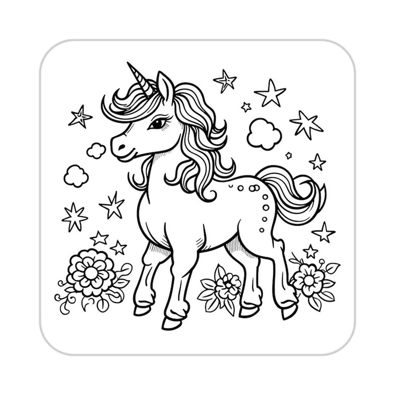 زیر لیوانی کاکتی طرح اسب تک شاخ و یونیکورن مدل mp33104