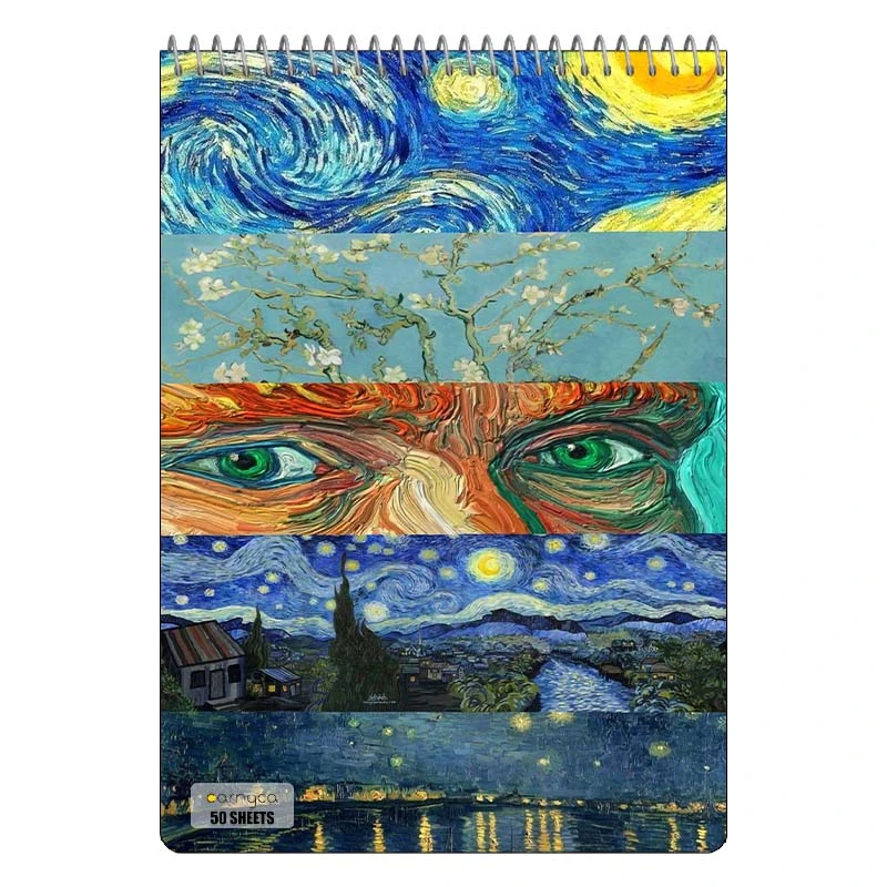 دفتر نقاشی 50 برگ سیمی کارنیکا طرح شب پرستاره فانتزی ون گوگ Fantasy Starry Night Van Gogh کد 16756