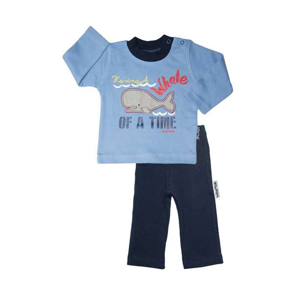 ست تی شرت و شلوار نوزادی آدمک مدل نهنگ کد 1164321 رنگ آبی