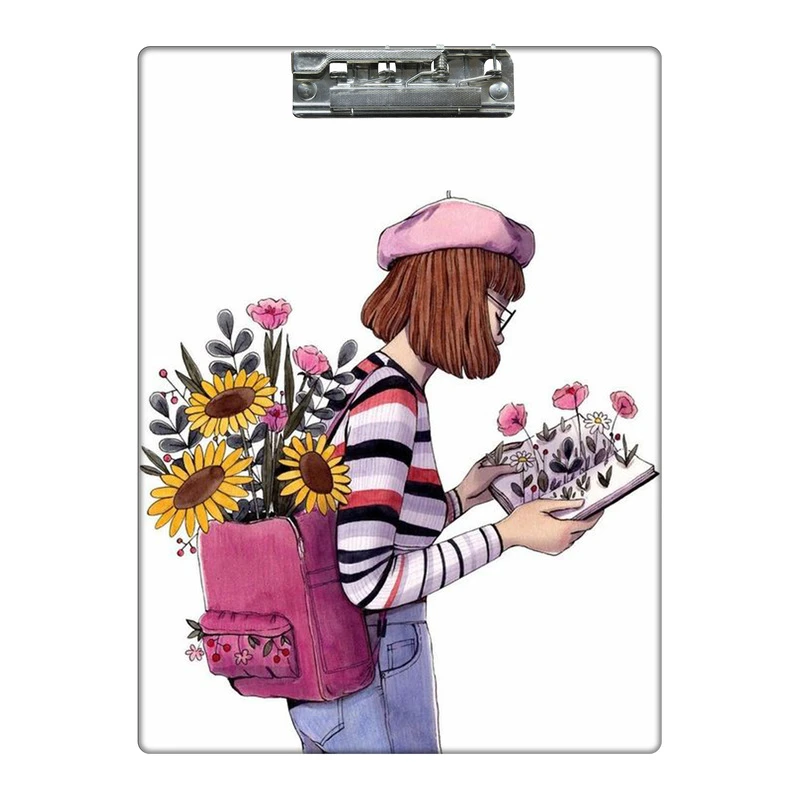 تخته شاسی طرح دختر و کوله ی پرگل کد  6108854 سایز A4