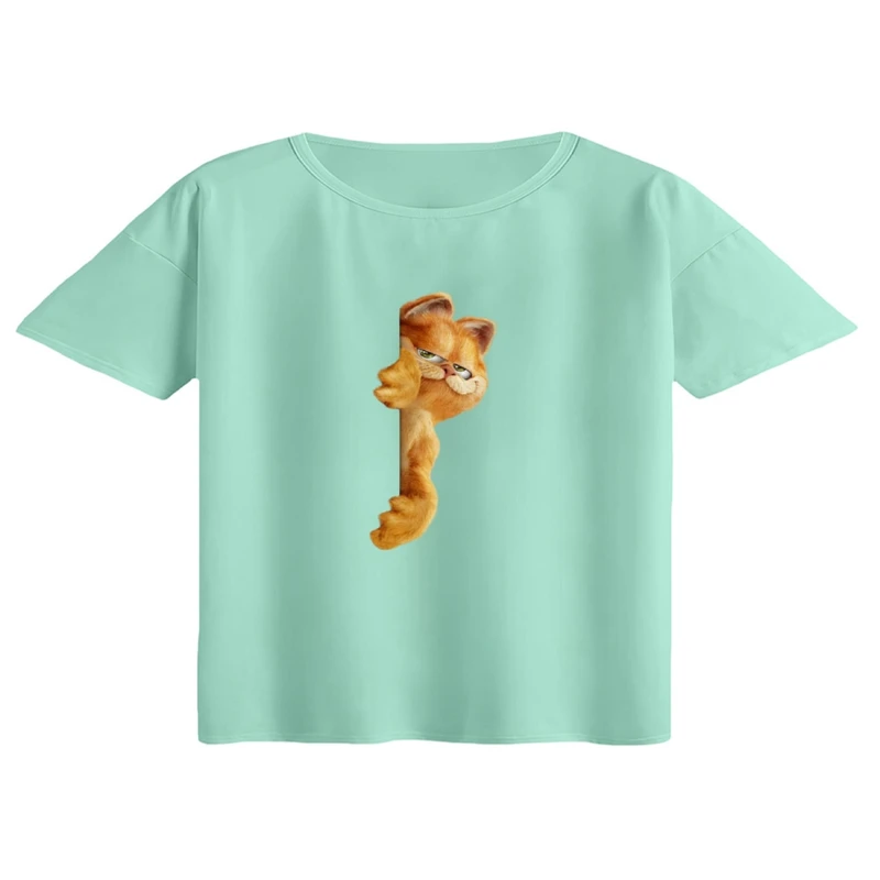 کراپ تی‌شرت آستین کوتاه زنانه مدل گارفیلد کد 1