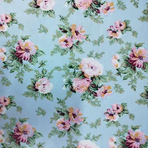 پارچه ملحفه عرض 2.5 متر مدل  گل پنبه رنگ آبی روشن