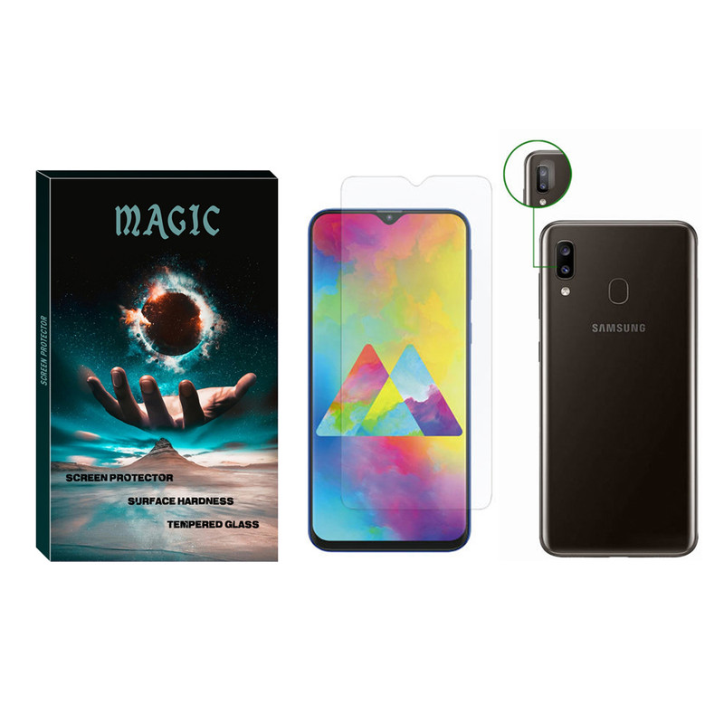 محافظ صفحه نمایش مجیک مدل SDHM-01 مناسب برای گوشی موبایل سامسونگ Galaxy A20 به همراه محافظ لنز دوربین