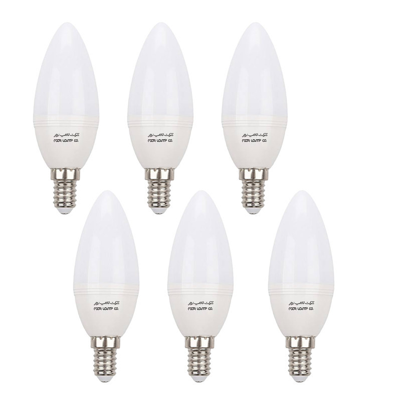 لامپ ال ای دی 6 وات لامپ نور مدل شمعی مات بسته 6 عددی