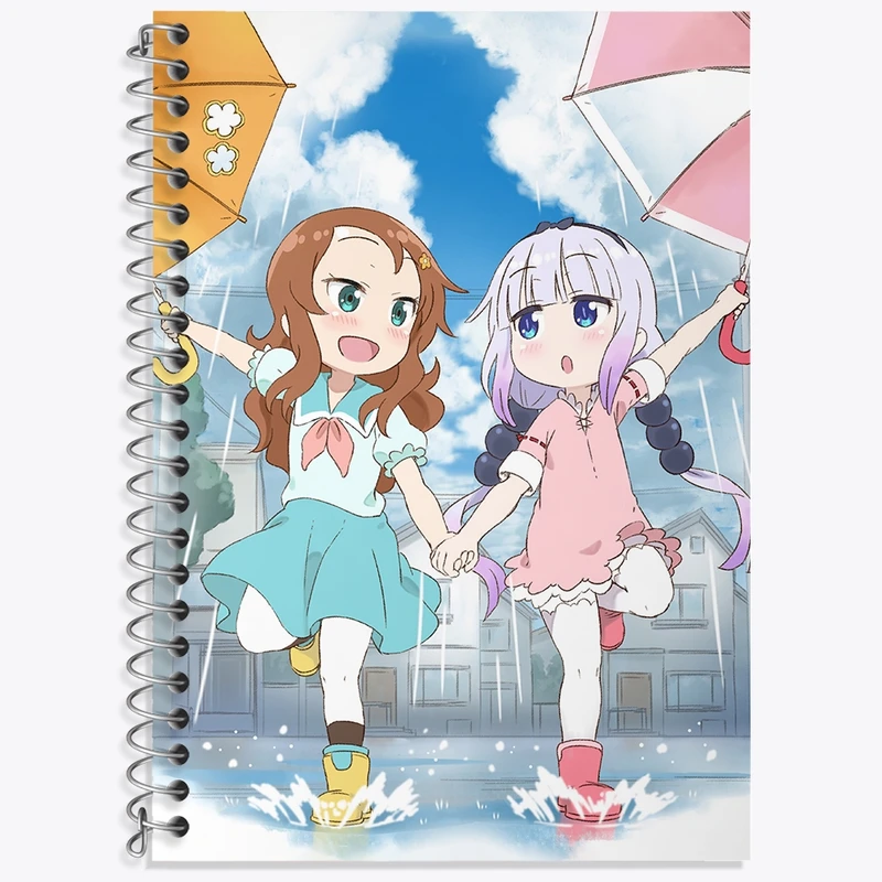 دفتر زبان 50 برگ خندالو مدل دو خط طرح سایکاوا و کانا انیمه اژدهای خدمتکار کوبایاشی کد 36317