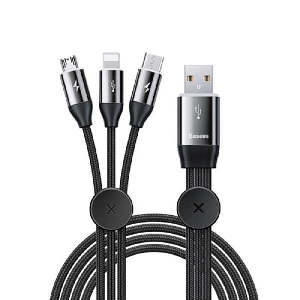 کابل تبدیل USB به USB-C/microUSB/لایتنینگ مدل CAMLT-FX01 طول 1 متر