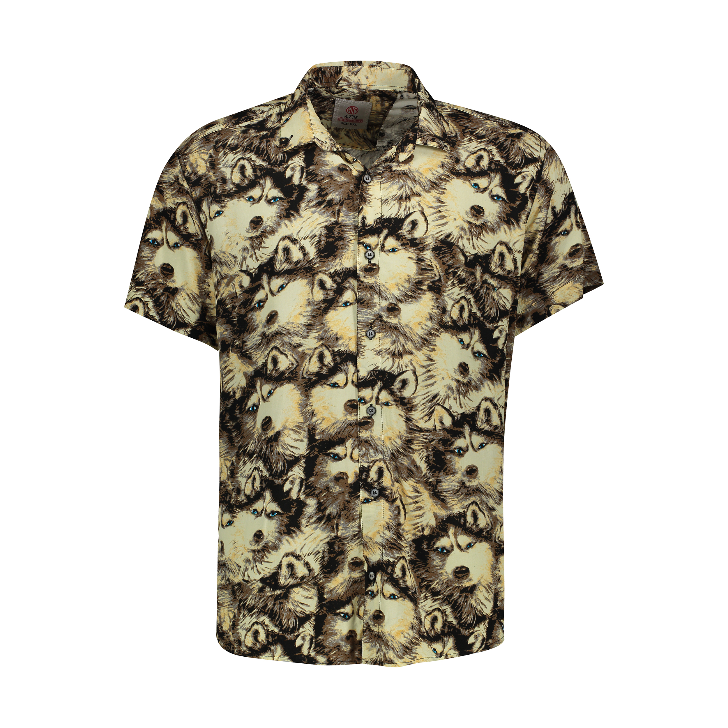 پیراهن آستین کوتاه مردانه مدل هاوایی کد H-WOLF