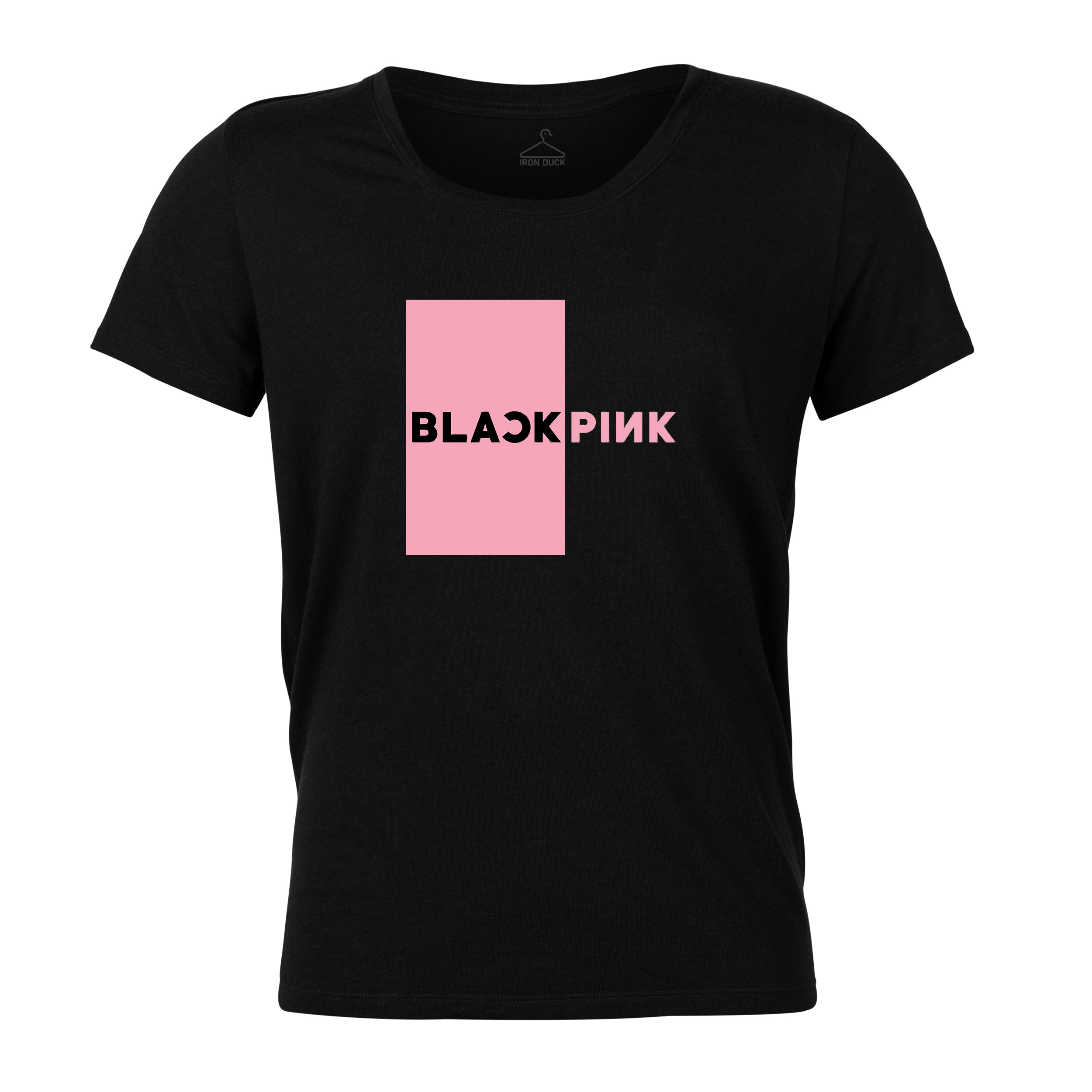 تی شرت آستین کوتاه زنانه آیرون داک طرح Black Pink فریم مدل ToSB03