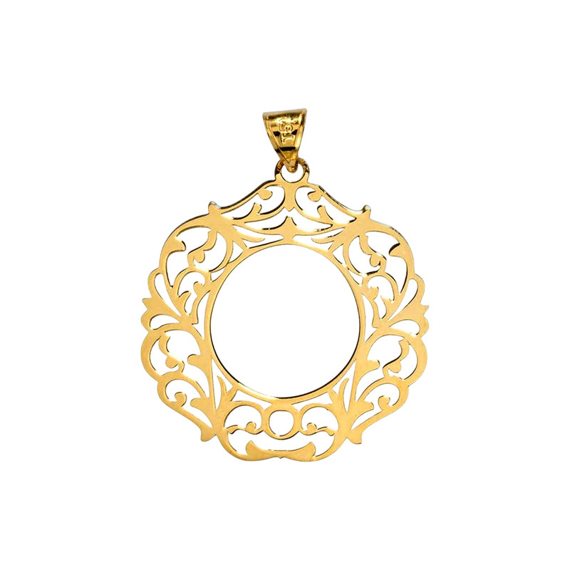 آویز گردنبند طلا 18 عیار زنانه گالری قو طلایی طرح قاب اسلیمی