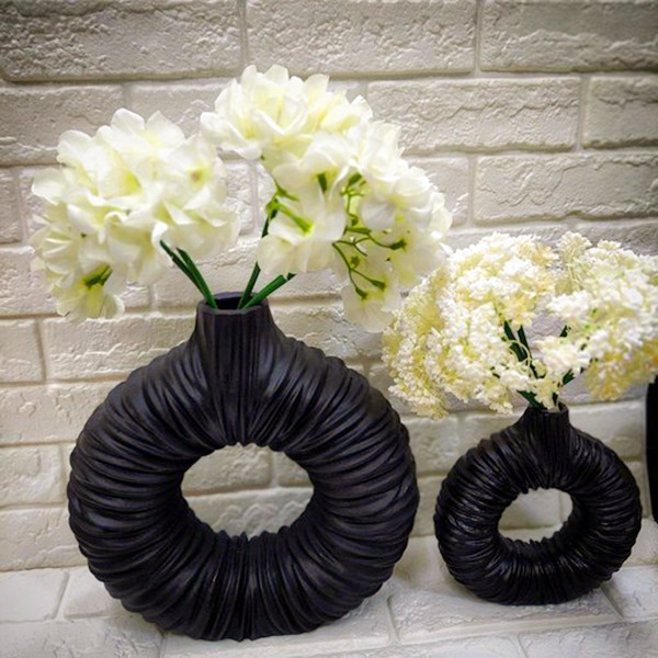 گلدان دکوری مدل دوناتی چروک مدرن مینیمال مجموعه 2 عددی