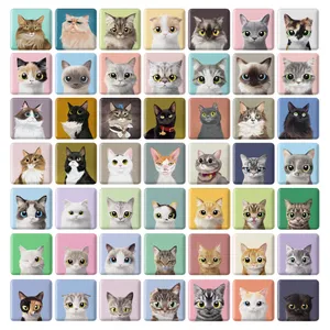 مگنت خندالو طرح گربه Cat مدل مربعی کد 130 مجموعه 49 عددی