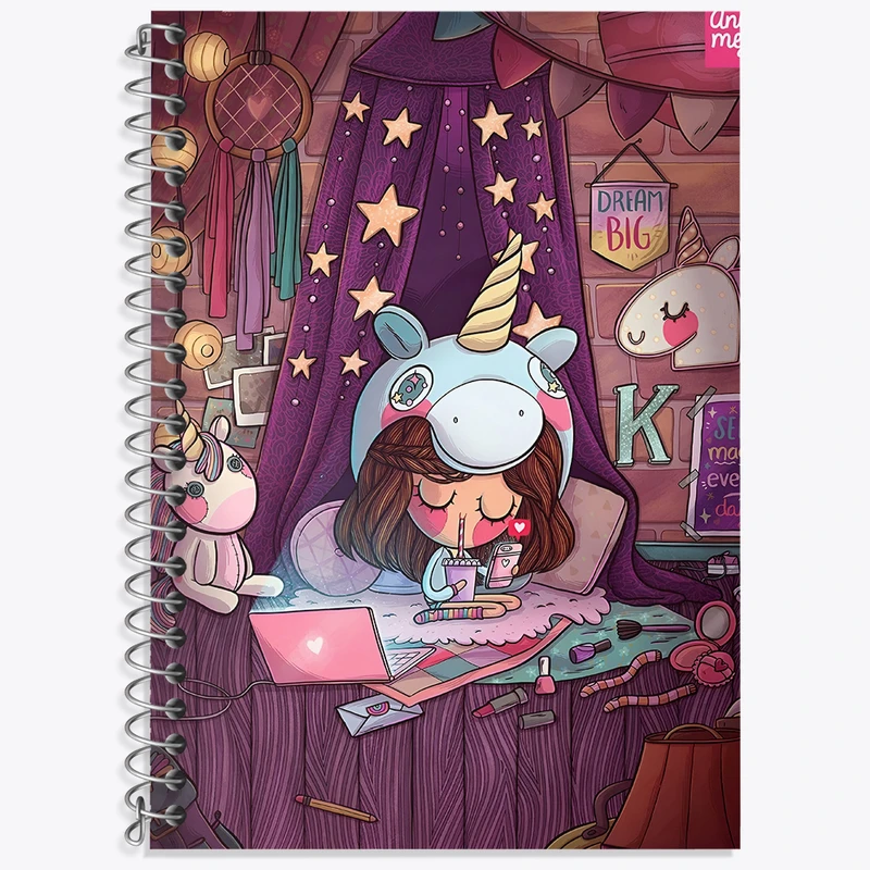 دفتر زبان 50 برگ خندالو مدل دو خط طرح دخترانه کد N3293