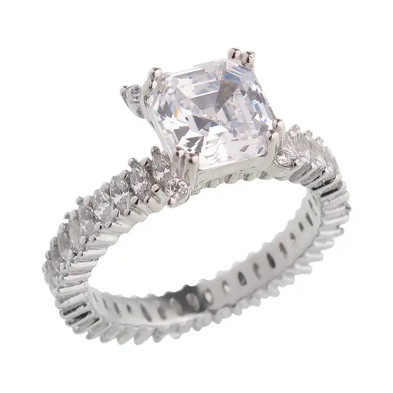 انگشتر نقره زنانه سواروسکی مدل سولیتر کد 16001 مجموعه دو عددی