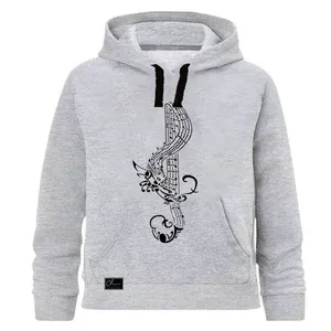 هودی پسرانه طرح MUSIC کد J106 رنگ طوسی