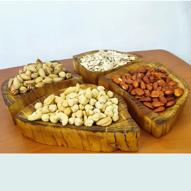 ظرف چوبی مدل دفرمه پازلی بسته 4 عددی