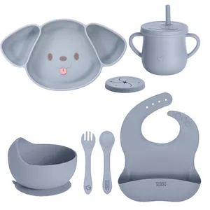 سرویس غذاخوری 8 تکه کودک هاگی باگی مدل سیلیکونی 