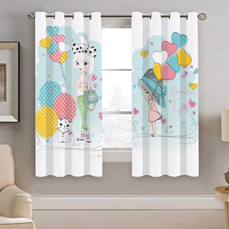 پرده نیروانا طرح دختر بادکنکی مدل هازان کد 8306 سایز 140×200 سانتی متر