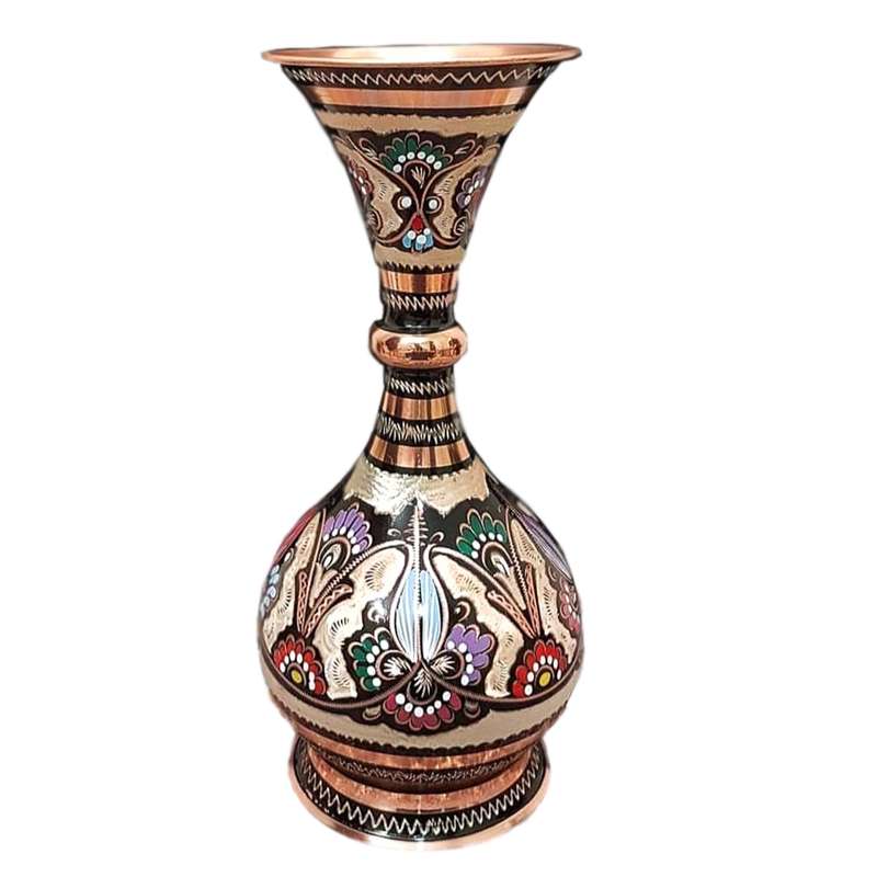 گلدان میناکاری مسی طرح خمره ای کد 049