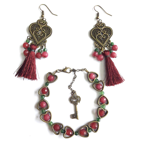 نیم ست زنانه مدل سنگ جید