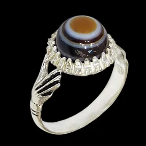 انگشتر نقره باباقوری مردانه مدل رکاب دست ساز کد 5300