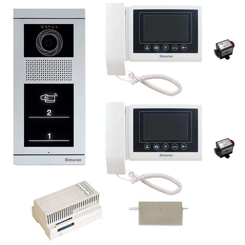 مجموعه دربازکن تصویری سیماران مدل 43TKM-VFBT2 دو طبقه به همراه محافظ ولتاژ مانیتور