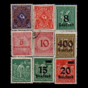 تمبر یادگاری مدل کشور آلمان 1921 میلادی مجموعه 9 عددی
